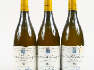 Vente aux enchères 3 BOUTEILLES CORTON CHARLMAGNE GC O. LEFLAIVE- 1996 - ELA