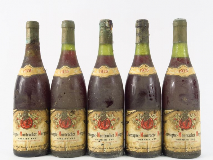 5 BOUTEILLES CHASSAGNE MONTRACHET MORGEOT 1er CRU P. MONGET - 1976 - D