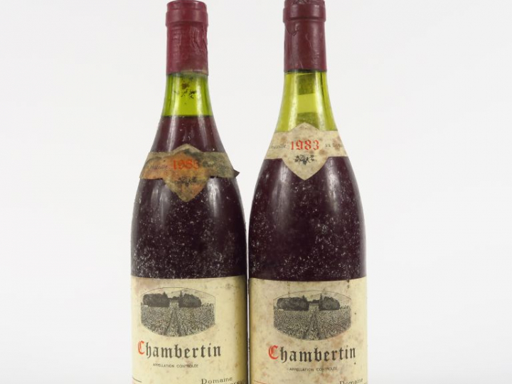 2 BOUTEILLES CHAMBERTIN GC H. REBOURSEAU -1 de 1985 3 CM/1 de 1983 4,5