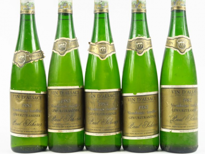 5 BOUTEILLES GEWURZTRAMINER V.T. P. SCHERER - 1985