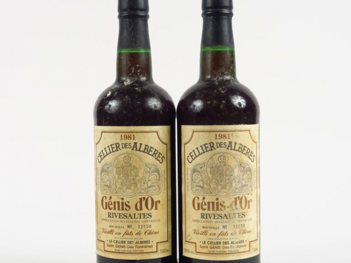 2 BOUTEILLES RIVESALTES CELLIER DES ALBERES 'GENIS D'OR' - 1981