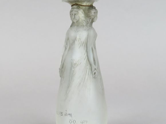 Flacon en verre "Leurs âmes d'Orsay" H. 16 cm (cassé)