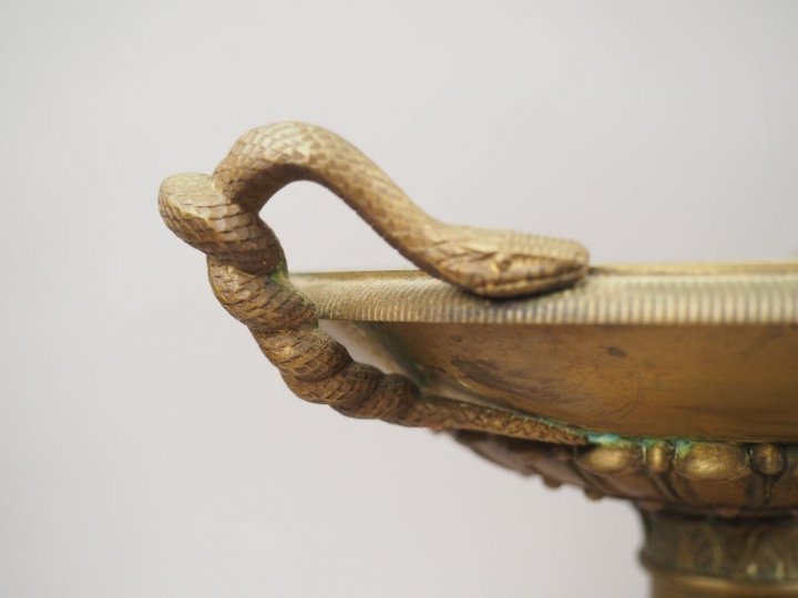 Garniture de cheminée de style Empire en marbre jaune de Sienne et bro