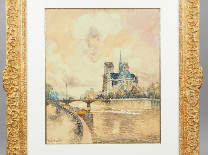 Franck. WILL "Notre dame de Paris". Aquarelle, signée en bas à gauche.