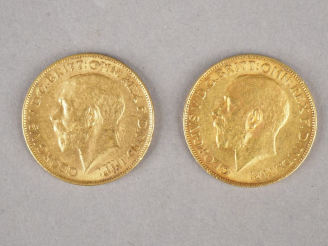 Vente aux enchères Deux pièces Georges V or, 1925 et 1928. FRAIS ACHETEUR : 5% TTC