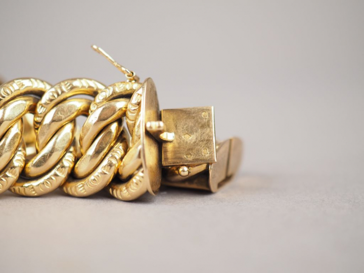 Bracelet en or jaune, maille américaine. Poids. 65,84 g