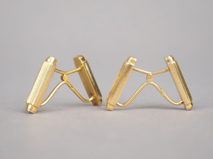 Paire de boutons de manchettes en or jaune.  Poids. 5,19 g