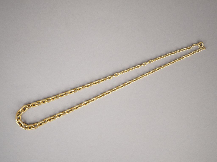 Collier en or jaune, maille forçat. Long. 44 cm  Poids. 10,92 g
