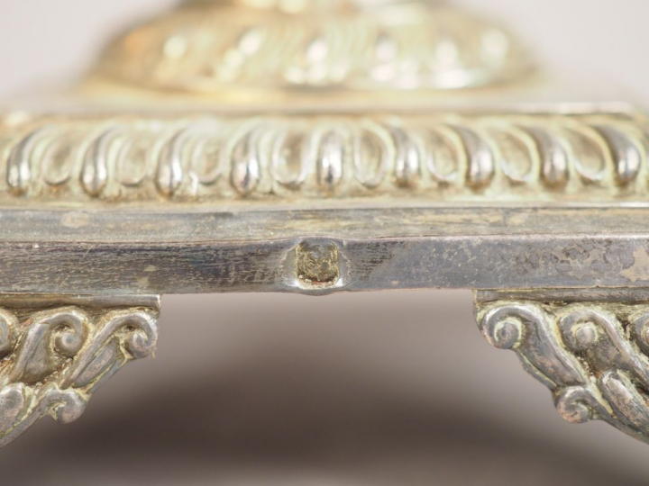 Paire de salerons double Napoléon III en argent et cristal, poinçon Mi