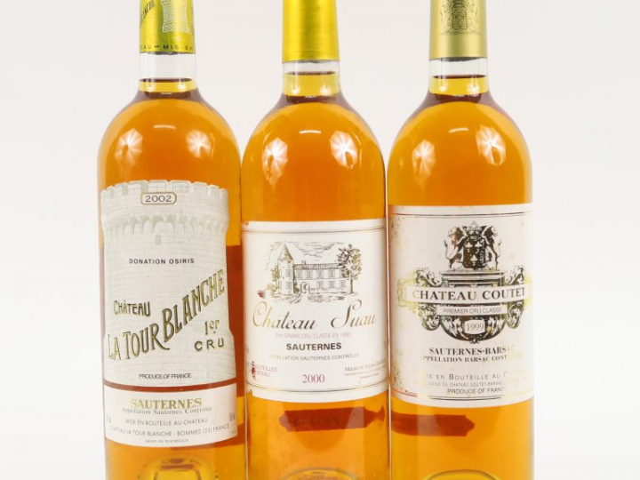 3 BOUTEILLES CC SAUTERNES : 1 CHÂTEAU LA TOUR BLANCHE 2002 - 1 CHÂTEAU