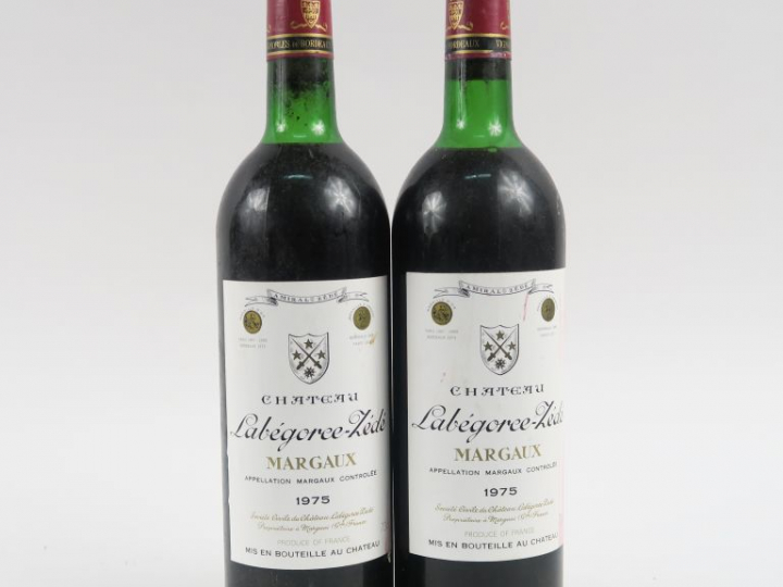 2 BOUTEILLES CHÂTEAU LABEGORCE ZEDE MARGAUX - 1975 - 1 LB/1 HEP