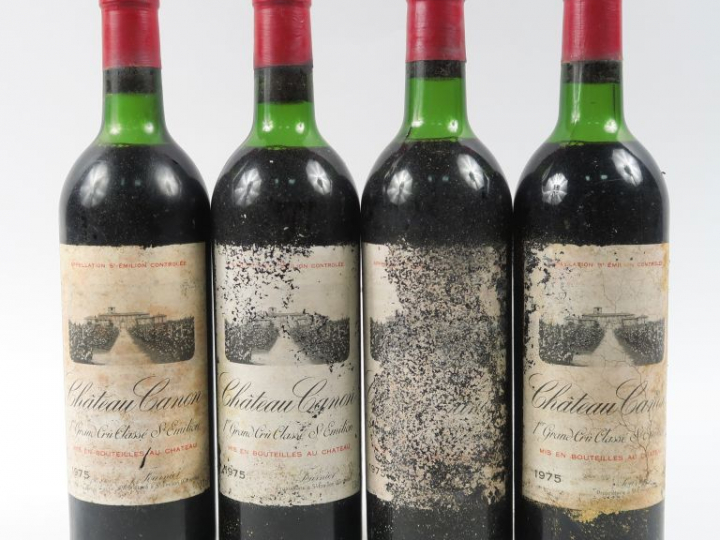4 BOUTEILLES CHÂTEAU CANON 1er GCC ST EMILION - 1975 - HEP/EA/2 BOUCHO