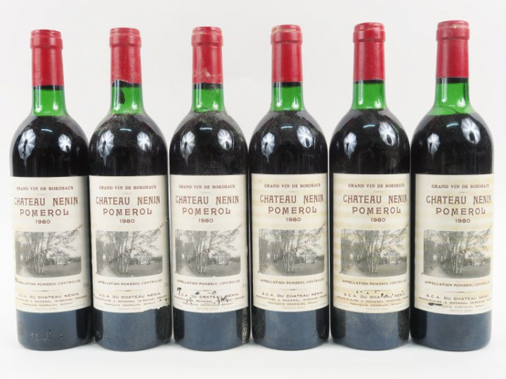 6 BOUTEILLES CHÂTEAU NENIN POMEROL -1980 - 5 LB/1 HEP