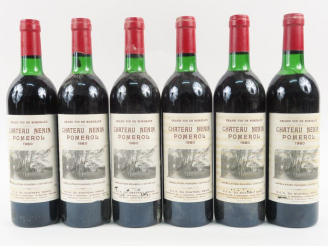 Vente aux enchères 6 BOUTEILLES CHÂTEAU NENIN POMEROL -1980 - 5 LB/1 HEP