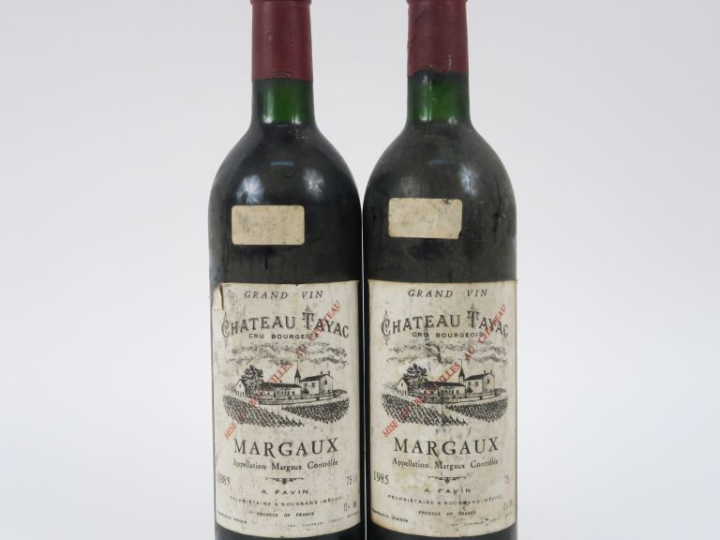 2 BOUTEILLES CHÂTEAU TAYAC CB MARGAUX - 1985 - BG