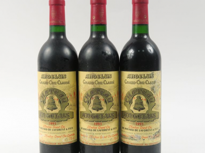3 BOUTEILLES CHÂTEAU L'ANGELUS GC ST EMILION - 1991 - 1 ELT