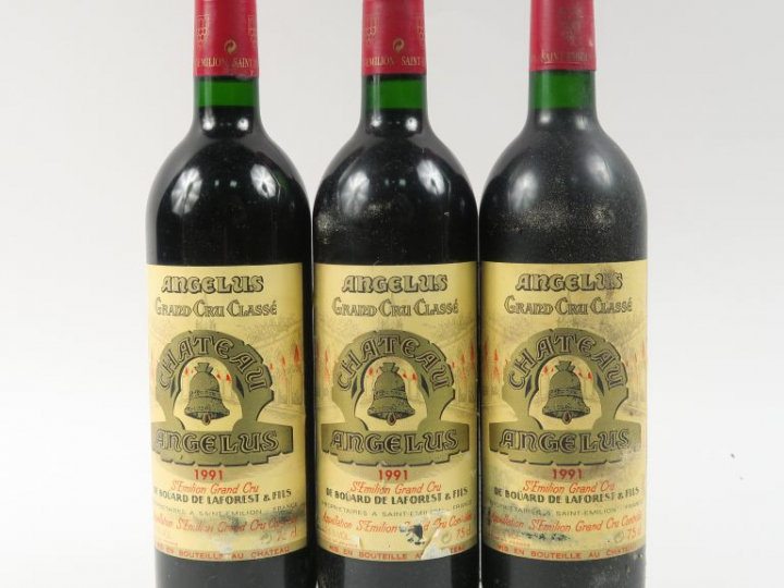 3 BOUTEILLES CHÂTEAU L'ANGELUS GC ST EMILION - 1991 - 1 ELT