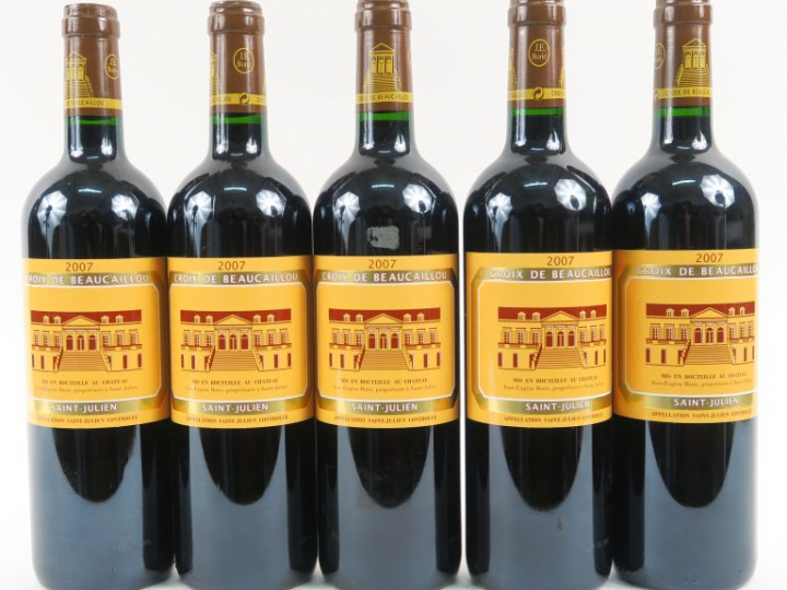 5 BOUTEILLES LA CROIX DE BEAUCAILLOU ST JULIEN - 2007