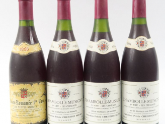 Vente aux enchères 4 BOUTEILLES : 3 CHAMBOLLE MUSIGNY 1er CRU 'LES CHARMES' C. BRUNO 1994