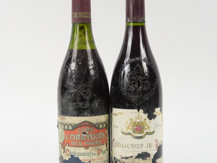 2 BOUTEILLES CHATEAUNEUF DU PAPE : 1 de 2004 - 1 CLOS L'ORATOIRE DES P