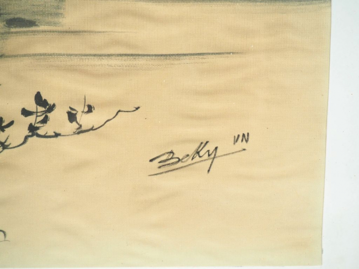 BEKY "Les jonques" et "Bateaux de pêche" Paire d'encres sur soie.  Sig