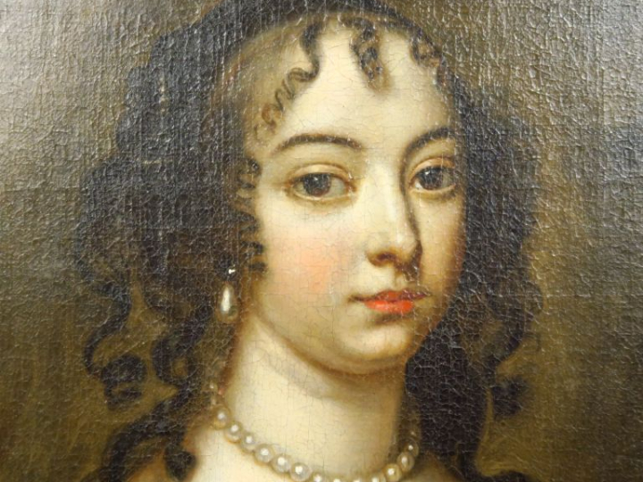 Ecole Hollandaise  XVIIème "Jeune femme au collier de perles"  Huile s