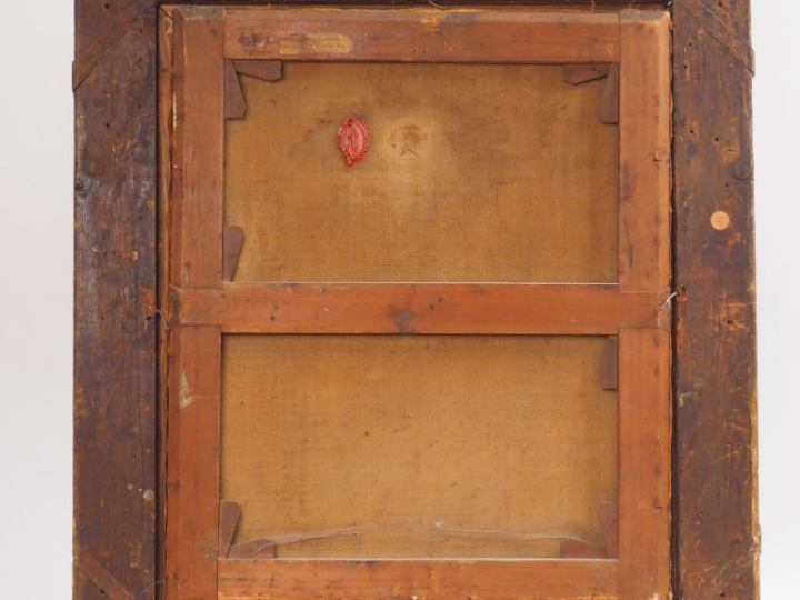 Ecole XVIIème, dans le goût de Van Dyck. "Vierge à l’Enfant". Huile su