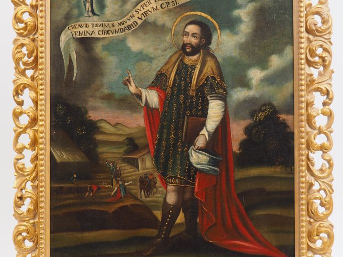 Ecole Sud américaine  XVIIIème. "Le prophète Jérémie". Huile sur toile