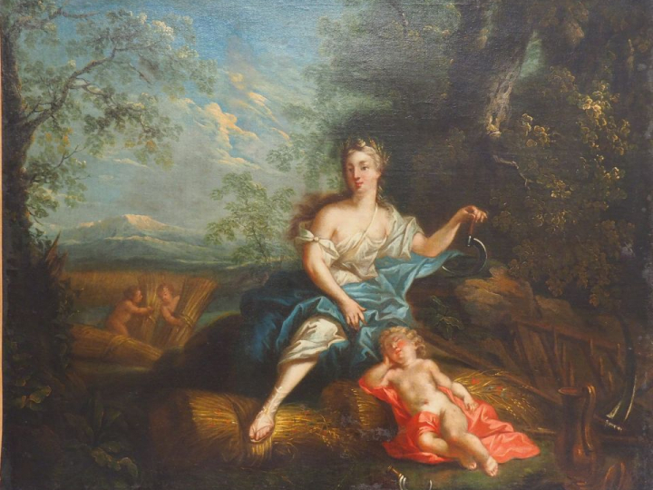 	Ecole française XVIIIème, copie de Boucher. 'Cérès'. Huile sur toile.