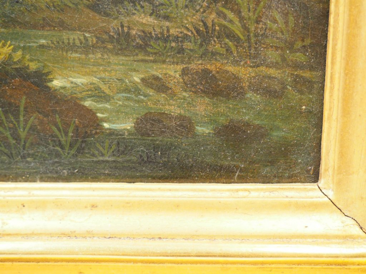 Ecole française fin XVIIIème début XIXème "Paysage animé". Huile sur t