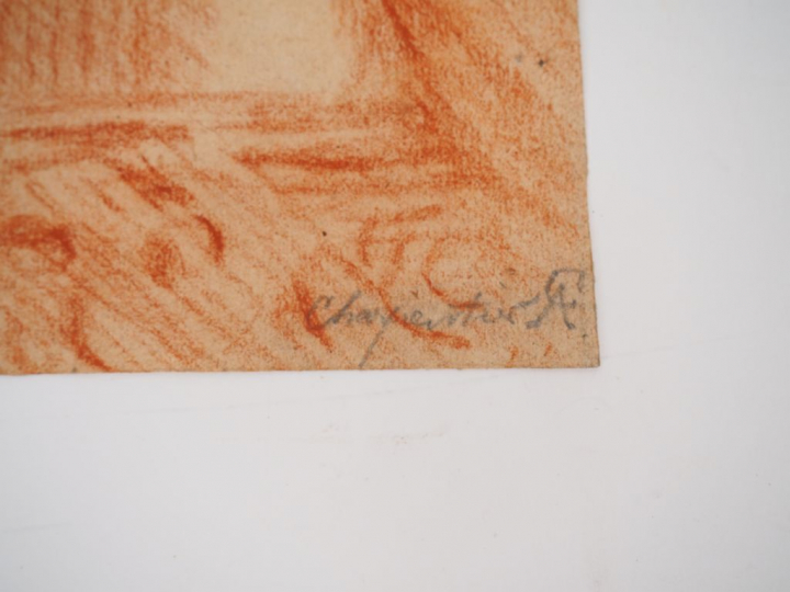 CHARPENTIER. "Amours" et "Jeune fille au fichu". Deux dessins à la san