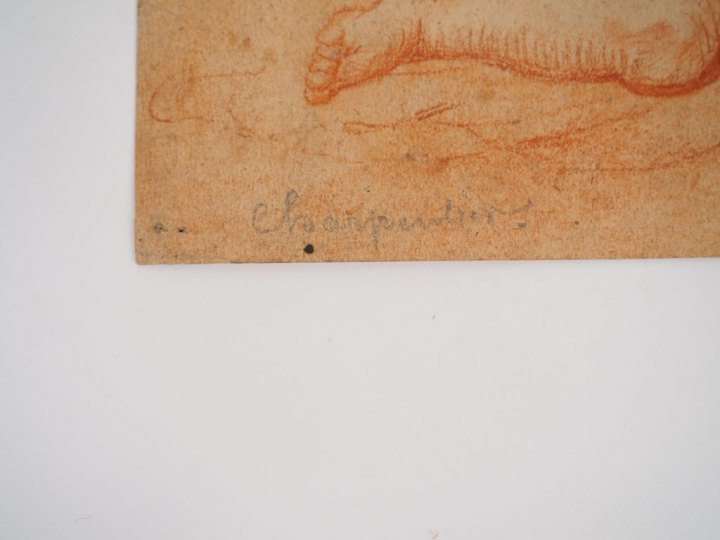 CHARPENTIER. "Amours" et "Jeune fille au fichu". Deux dessins à la san