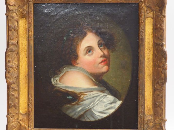 Anne-Geneviève GREUZE (1762 - 1842) "Portrait de jeune fille en médail