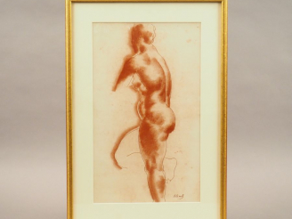 Vente aux enchères Georges ARTEMOFF."Nue de dos". Dessin à la sanguine, signé en bas à dr
