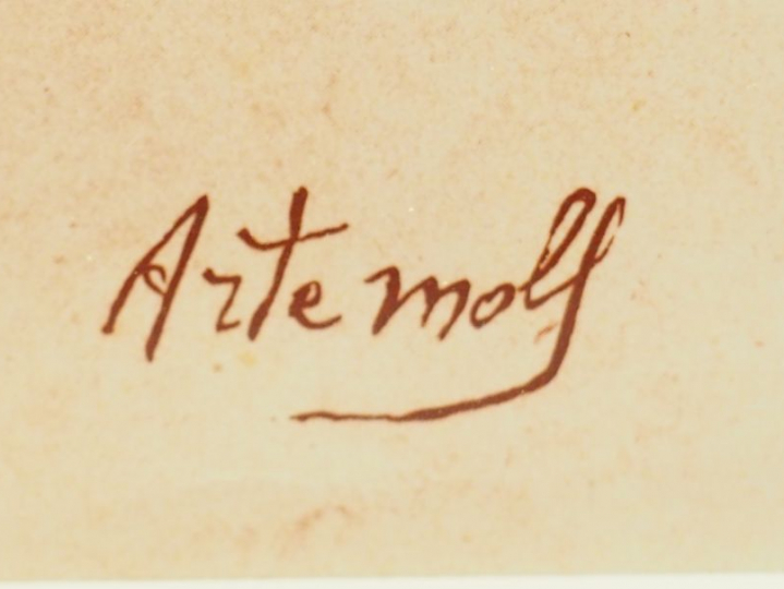 Georges ARTEMOFF."Nue de dos". Dessin à la sanguine, signé en bas à dr