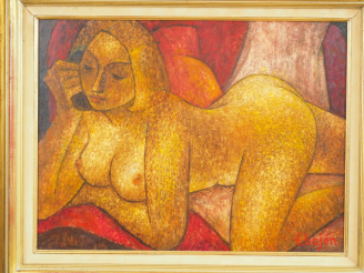 Vente aux enchères Francisco BAJEN. "Nue". Huile sur toile, signée en bas à droite. Dim. 