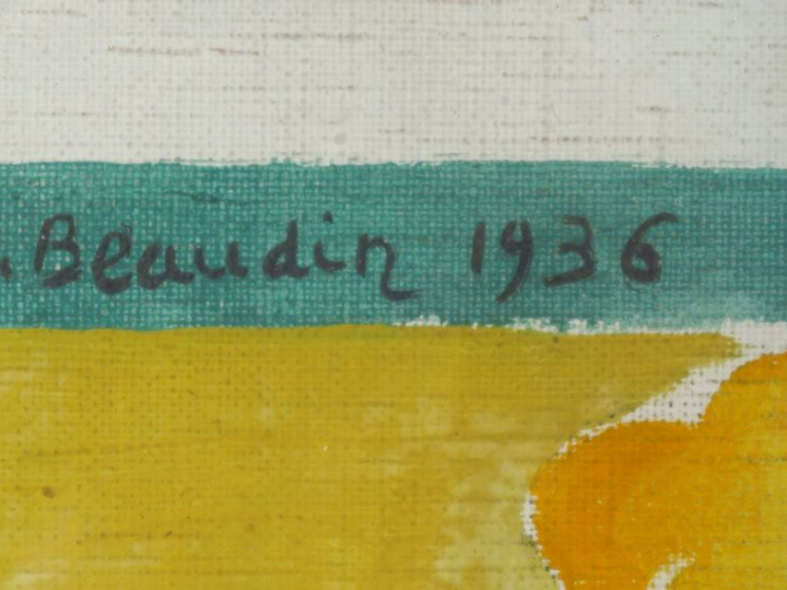 A. BEAUDIN."L'allée". Huile sur toile, signée en haut à gauche et daté