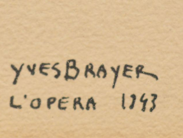 Yves BRAYER. "Ballerine de l'opéra". Aquarelle, signée en bas à gauche
