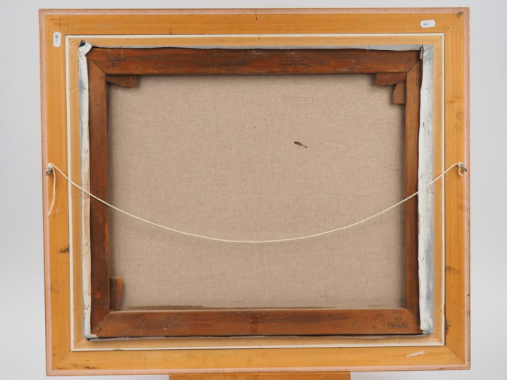 Pierre CORNU  "Nue au fauteuil" Huile sur toile. Signée en bas à droit