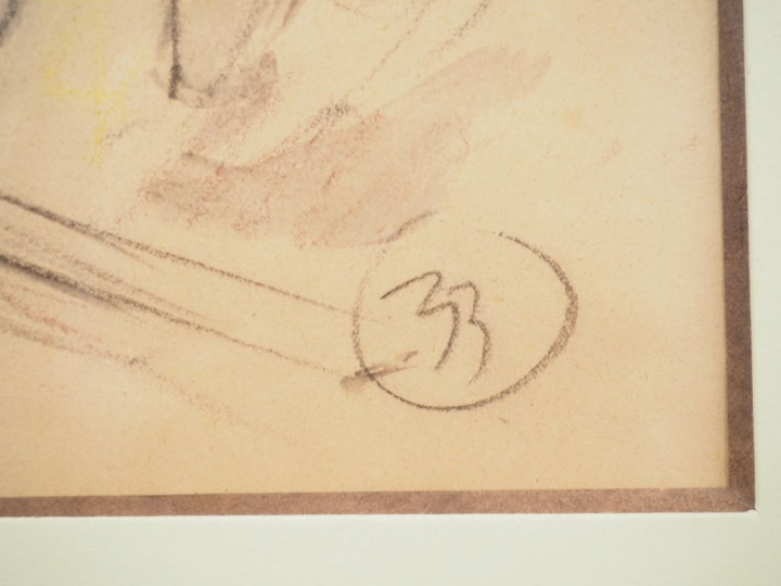 Mathurin MEHEUT. "Pêcheurs". Aquarelle monogrammée en bas à droite. Di