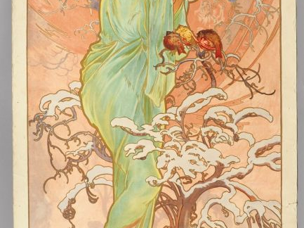 MUCHA. "Hiver" et "Eté".  Deux affiches. Dim. 107 x 57,5 cm. (petites 