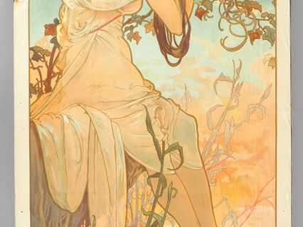 MUCHA. "Hiver" et "Eté".  Deux affiches. Dim. 107 x 57,5 cm. (petites 