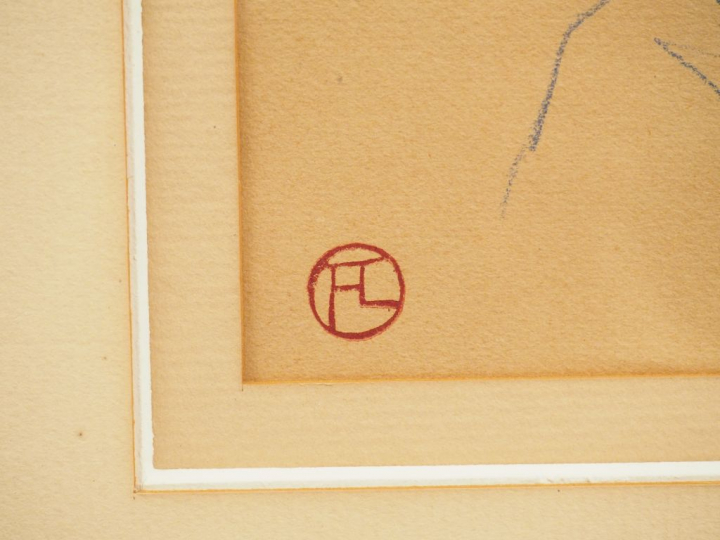 Henri de TOULOUSE LAUTREC. "Un couple". Dessin, monogrammé en bas à ga