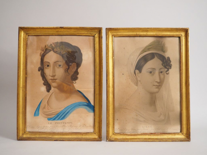 Suite de quatre lithographies en couleurs début XIXème. "Allégorie des