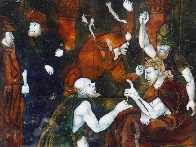 	Plaque en émail peint polychrome avec rehauts d’or représentant le Co