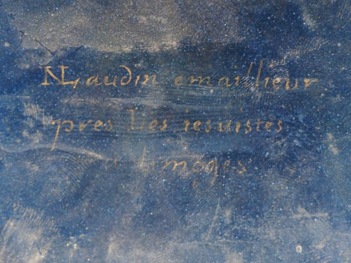 Plaque en émail peint polychrome représentant saint Eutrope de Saintes