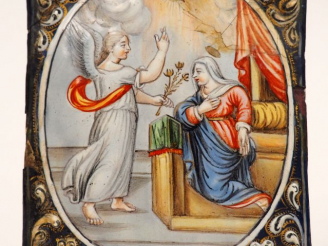 Vente aux enchères 	Plaque en émail peint polychrome avec rehauts d’or représentant l’Ann