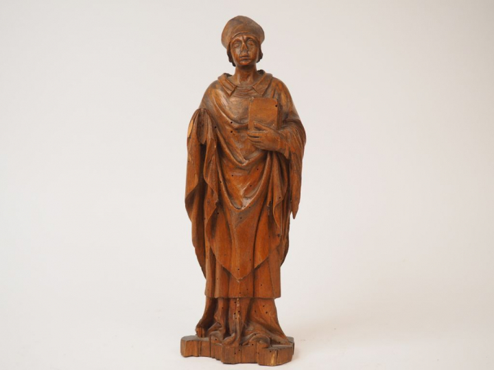 Sujet début XIXIème en bois sculpté "Evêque" H. 35 cm  (petits manques