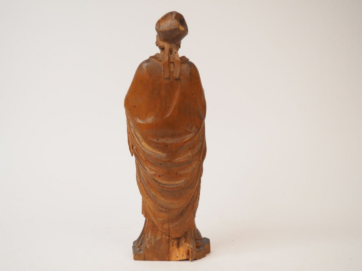 Sujet début XIXIème en bois sculpté "Evêque" H. 35 cm  (petits manques