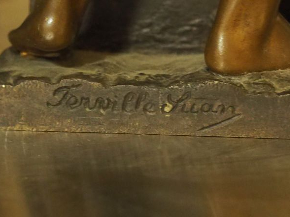 Charles-Georges FERVILLE-SUAN "A la fontaine" Groupe en bronze à patin